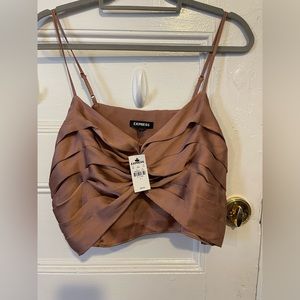 Express rose gold spaghetti strap spaghetti strap stain crop top